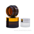 Amber cosmetic containers glass cream jar